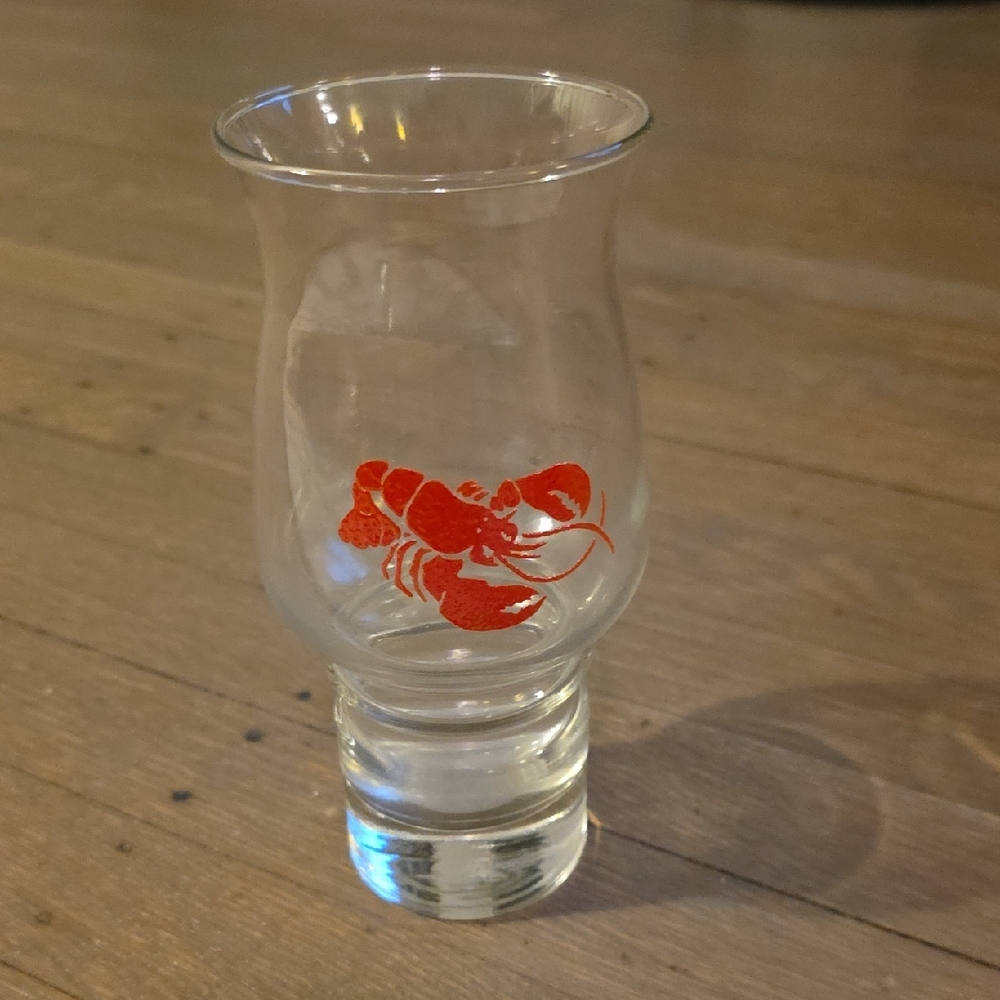 Red Lobster Hurricane Clear Glass. Vintage